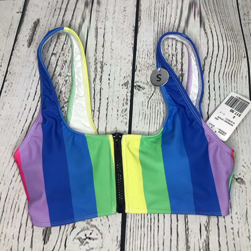 Rainbow stripe swim top